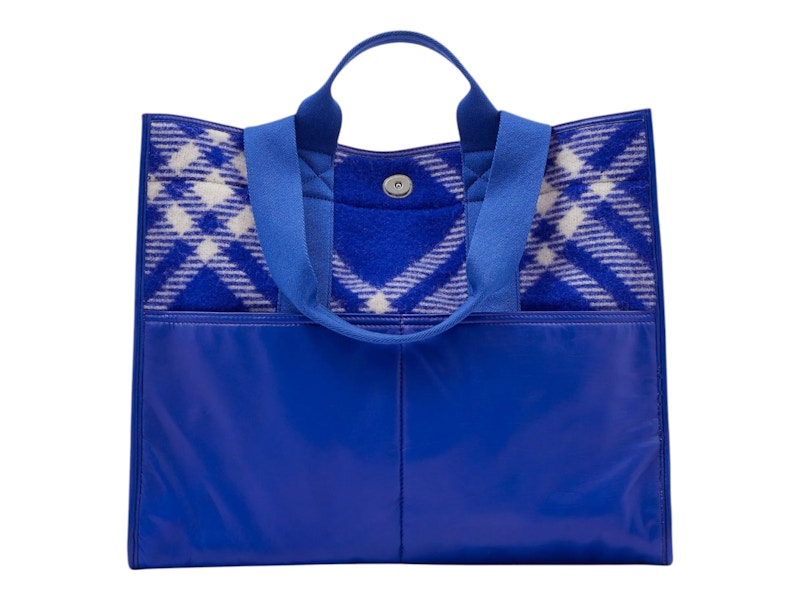Burberry Check-Pattern Shopper Tote Bag Blauw