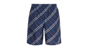 Burberry Check Pattern Silk Short Blauw