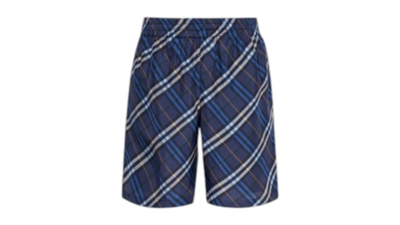 Burberry Check Pattern Silk Short Blauw