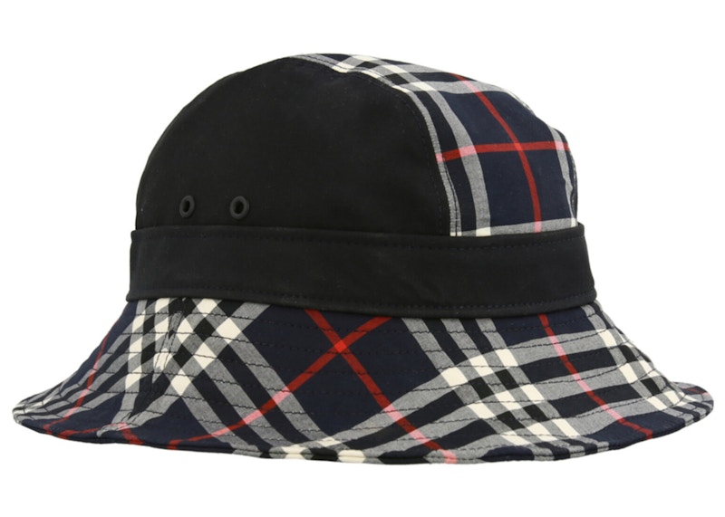 Burberry Check Print Bucket Hat Blauw