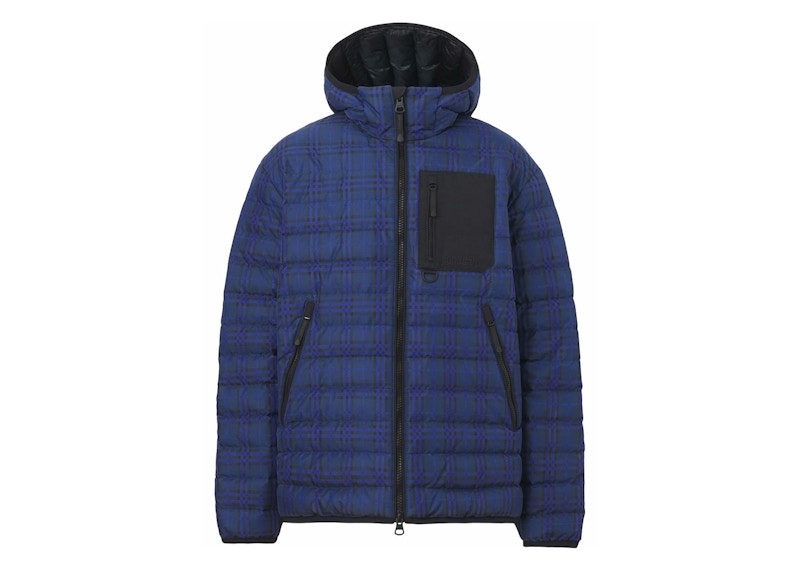 Burberry Check Print Padded Down Jacket Oceanic Blauw