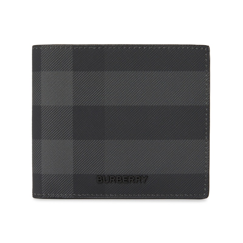 Burberry Check Short Wallet Charcoal Zwart