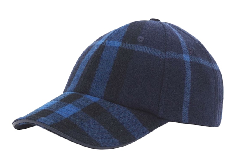 Burberry Check Wool & Cashmere Baseball Cap Blauw