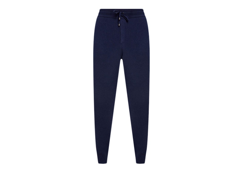 Burberry Embroidered Monogram Cashmere Track Pants Blauw