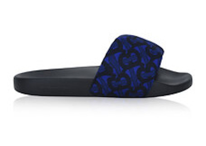 Burberry Furley Monogram Slides Deep Royal Multicolor