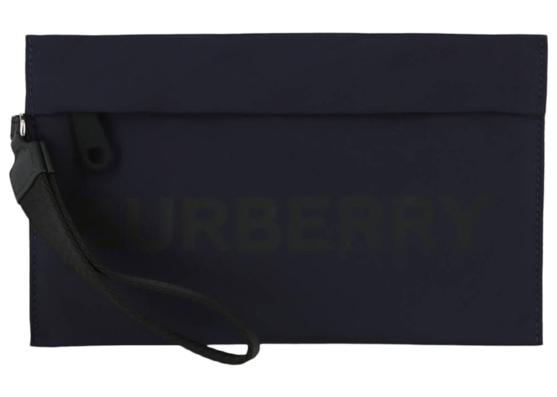 Burberry Logo Nylon Pouch Marineblauw