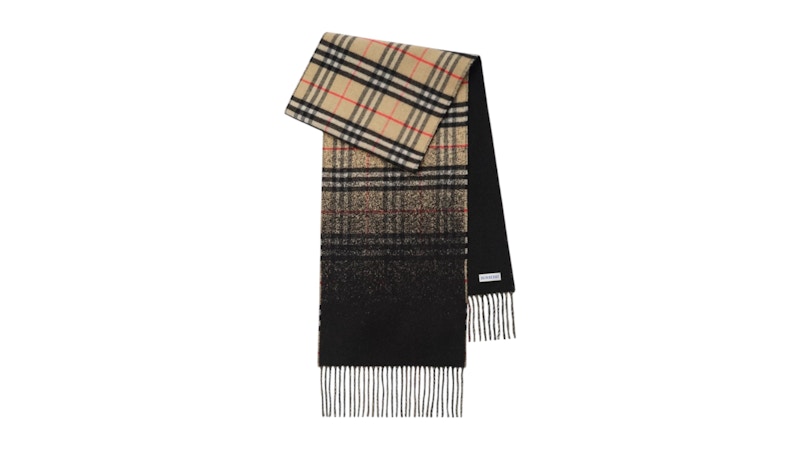 Burberry Mu Gradient Check Jacquard Scarf Sand Creme
