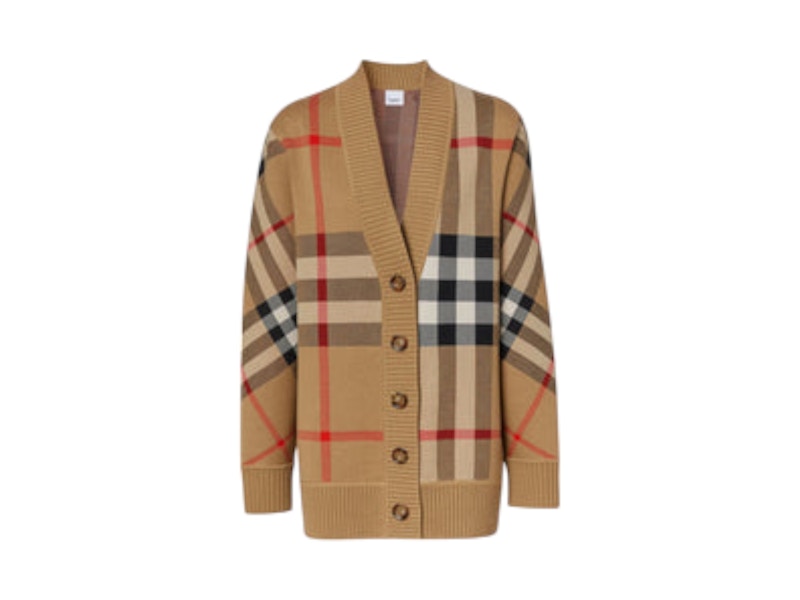 Burberry Oversized Check Cardigan Parchment Creme