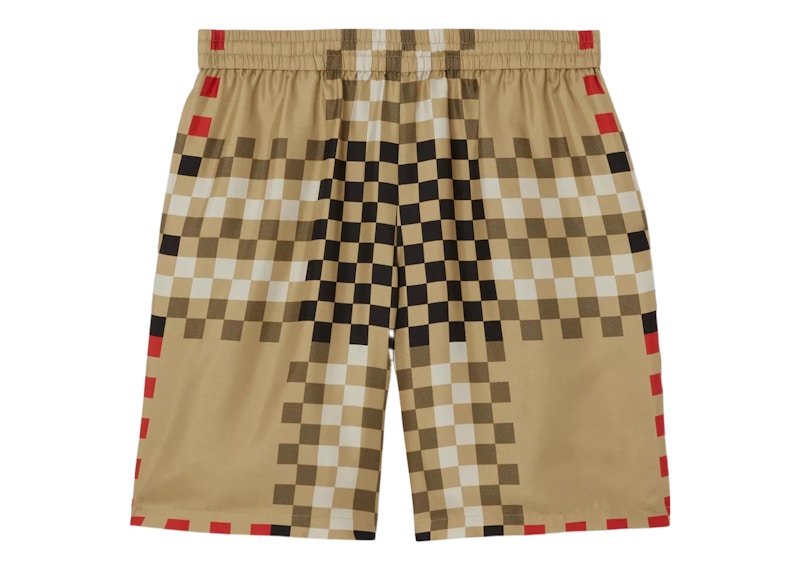 Burberry Pixel Check Shorts Beige