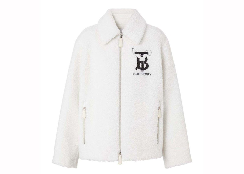 Burberry Rabbit Applique Fleece Jacket Ecru Creme