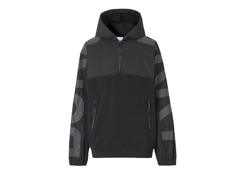 Burberry Reflective Logo Print Quarter-Zip Jacket Zwart
