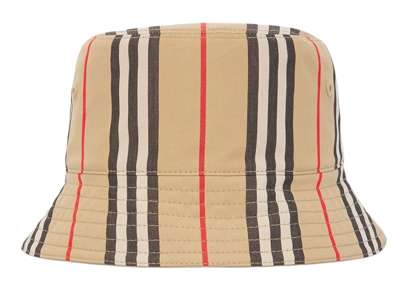 Burberry Reversible Icon Striped Bucket Hat Beige