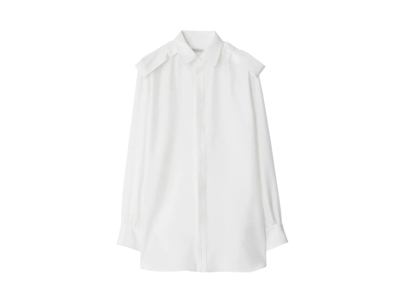 Burberry Shoulder Button Silk Shirt Grain