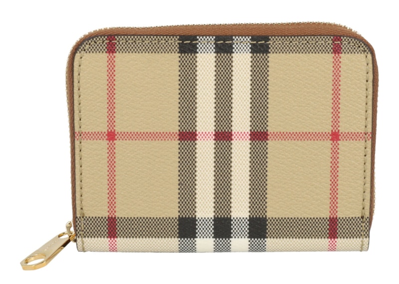 Burberry Small Check Printed Wallet Archive Beige