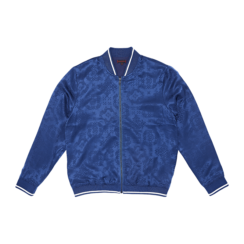 CLOT Silk Baseball Jacket Blauw