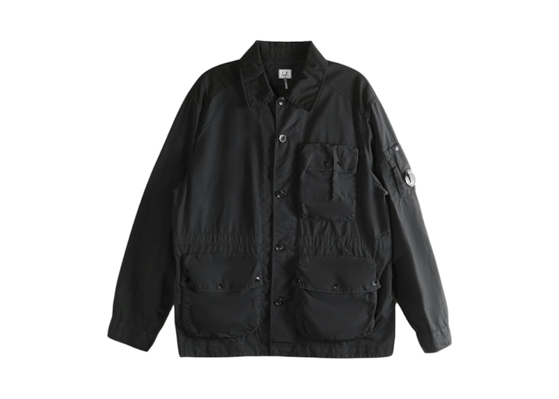 C.P. Company Flatt Nylon Mixed Button Lens Jacket Zwart