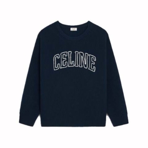 Celine Oversized Ribbed Wool Sweater Blauw