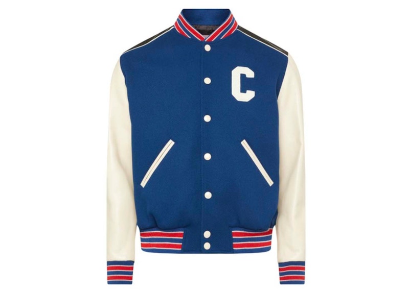 Celine Oversized Wool Varsity Jacket Cobalt Blauw