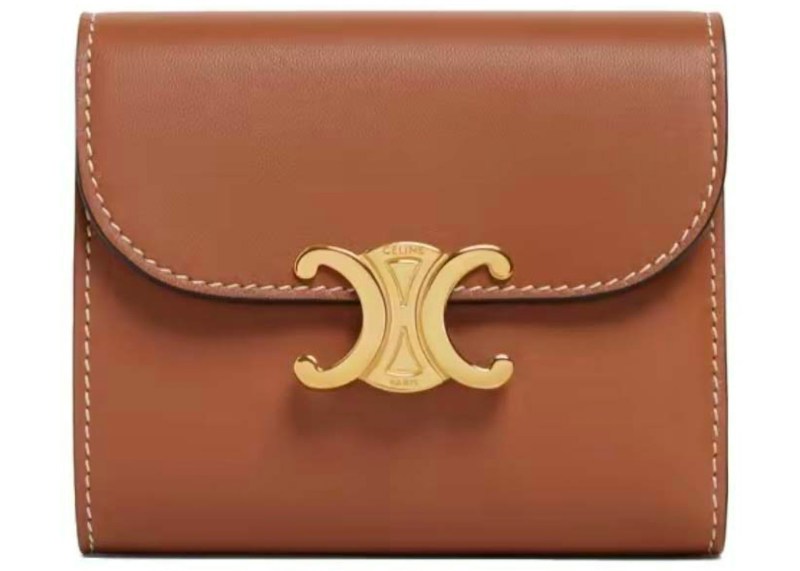 Celine Triomphe Small Flap Wallet Tan