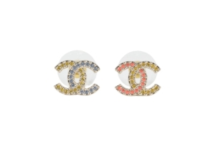 Chanel Colorful Rhinestone CC Earrings Multi Multicolor