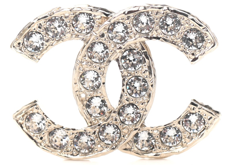 Chanel Crystal CC Brooch Light Goud