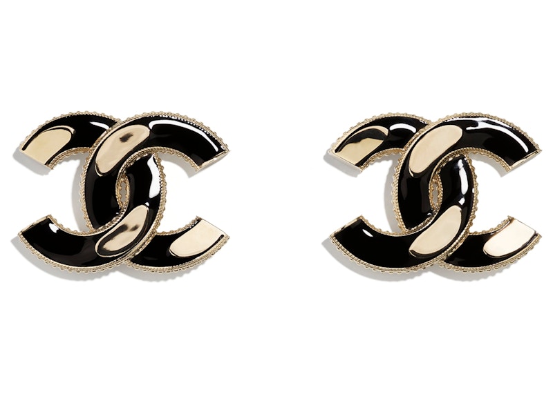 Chanel Interlocking Earrings Zwart