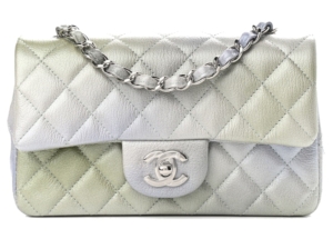 Chanel Quilted Rectangular Flap Bag Mini Metallic Grijs
