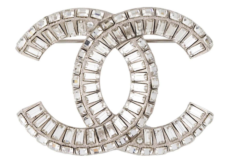 Chanel Strass CC Brooch Zilver
