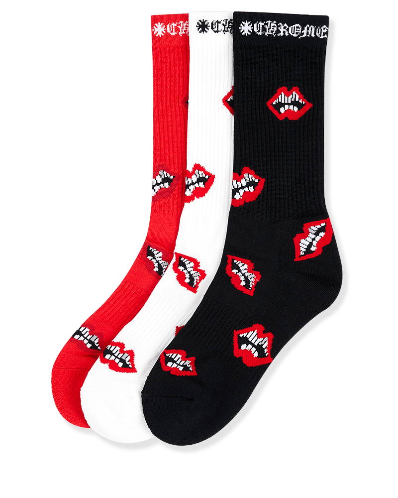 Chrome Hearts 3-Pack Chomper Socks Multicolor
