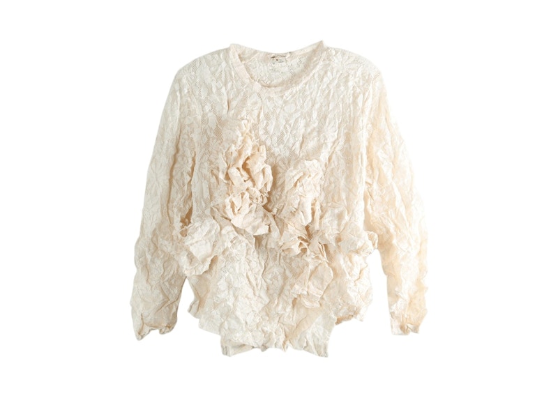 Comme des Garcons Lace Ruffled T-shirt Ivory Wit