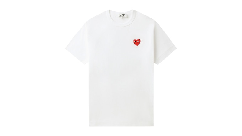 Comme des Garcons PLAY Emblem Rhinestone Heart Tee Rood