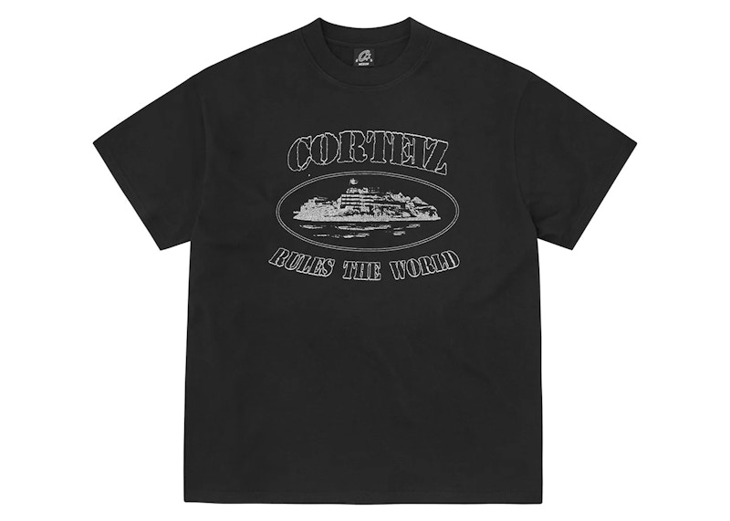 Corteiz Reflective Alcatraz Tee Triple Zwart