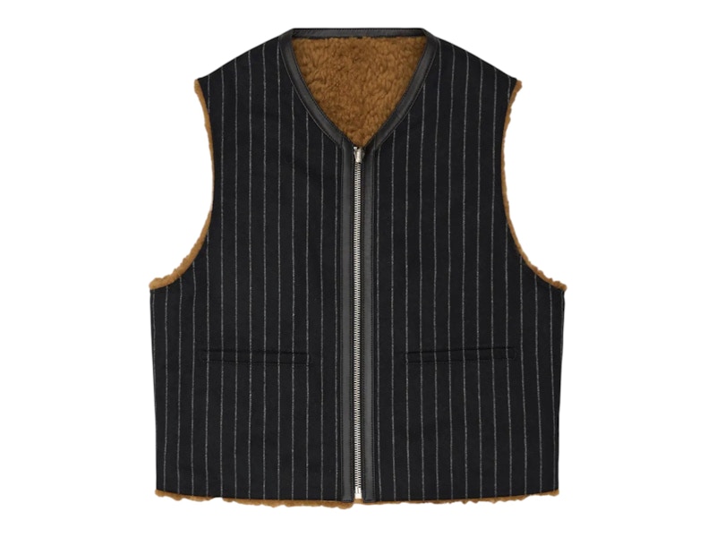 Tears Reversible Pinstripe Shearling Vest Multicolor