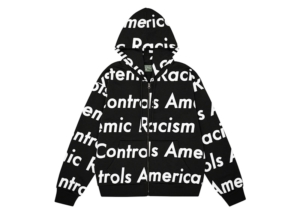 Tears x Arthur Raja Systemic Racism Controls America Zip Up Hoodie Zwart