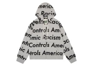 Tears x Arthur Jafa Systemic Racism Controls America Zip Up Hoodie Heather Grijs