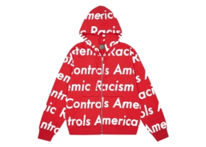 Tears x Arthur Jafa Systemic Racism Controls America Zip Up Hoodie Rood