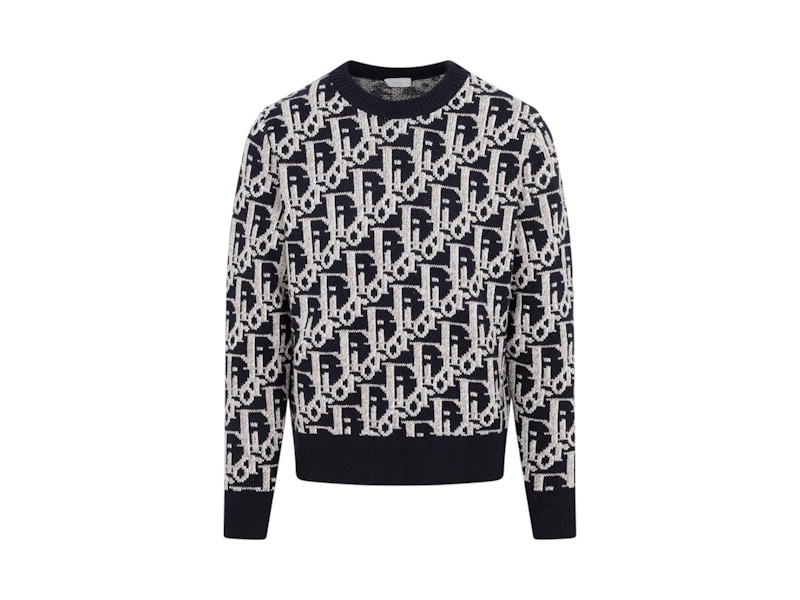 Dior All-Over Logo Crewneck Jumper Blauw