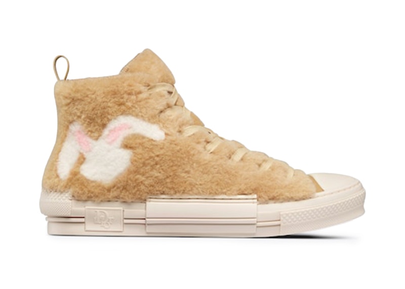 Dior B23 High Top ERL Shearling with Rabbit Motif Beige