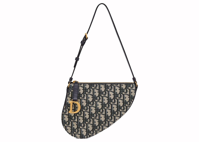 Dior Saddle Rodeo Pouch Dior Oblique Jacquard Blauw