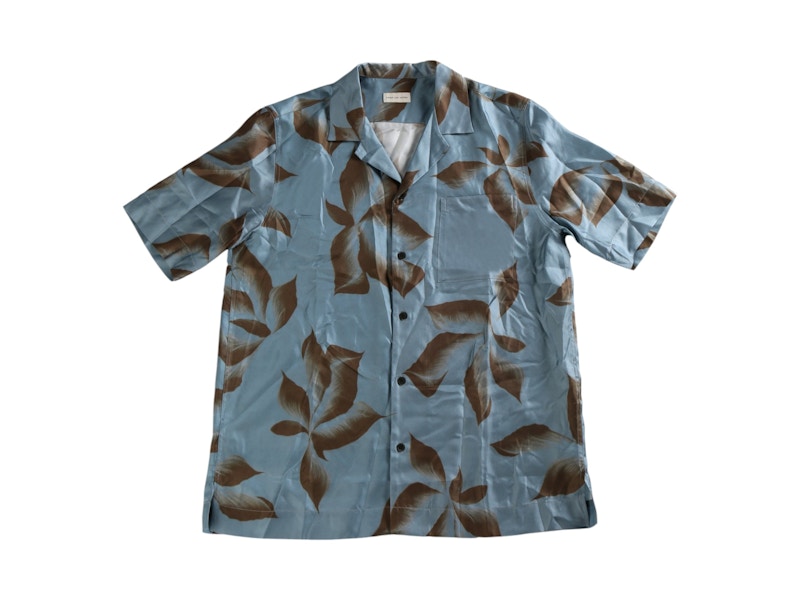 Dries Van Noten Silk Button-Up Shirt Blauw