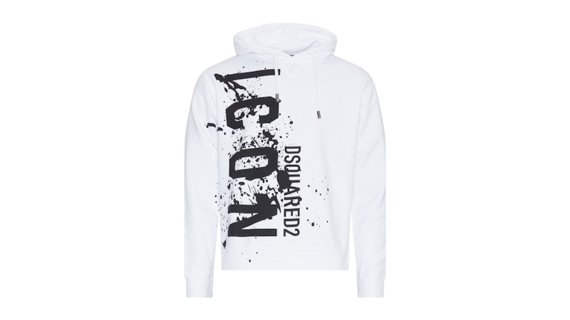 Dsquared2 Cool Fit Icon Splash Logo Hoodie Wit