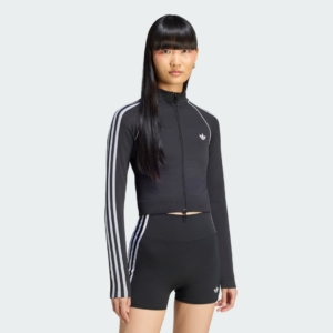 ESSENTIALS 3 STRIPES NAADLOOS SPORTJACK Zwart