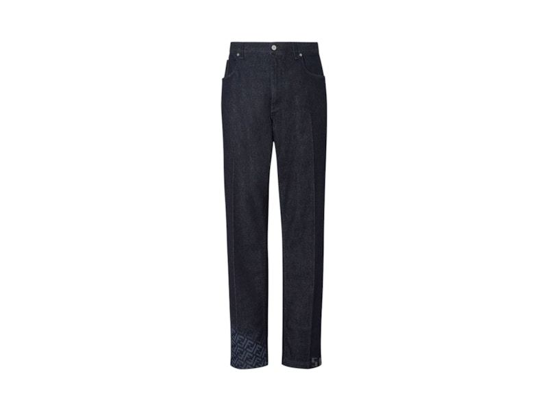 Fendi Monogram Logo Regular Fit Jeans Blauw
