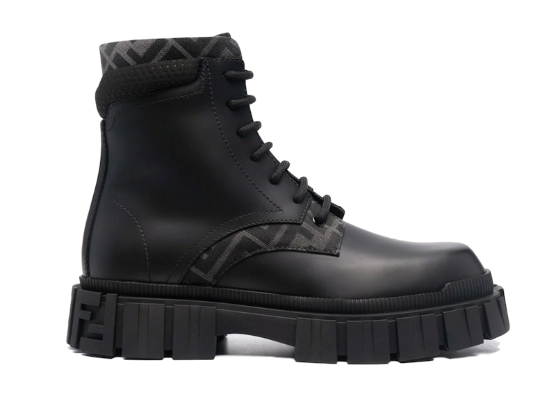 Fendi Force Leather Ankle Boot Zwart
