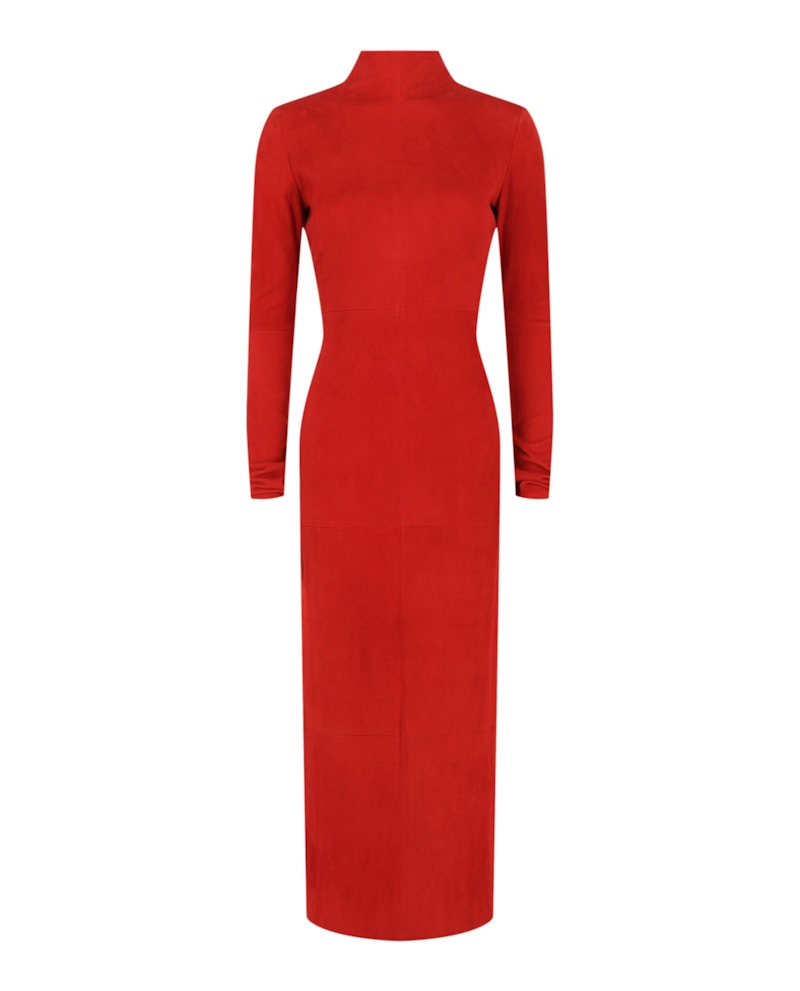 Ferragamo Backless Suede Dress Rood