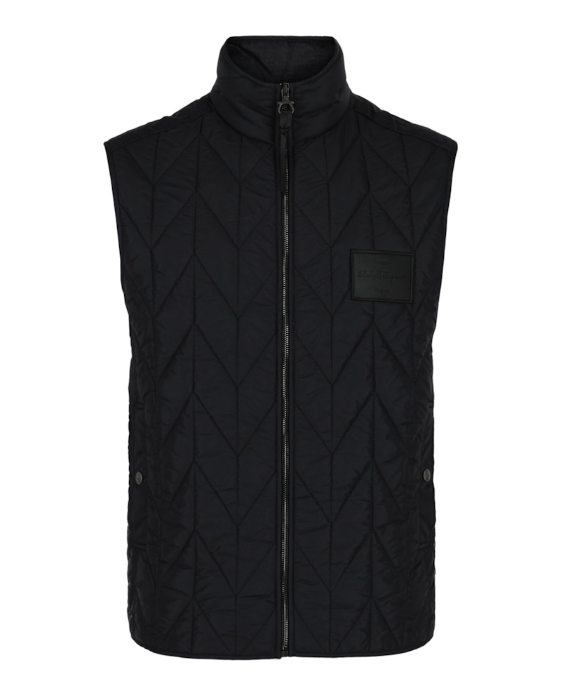 Ferragamo Chevron Quilted Vest Blauw