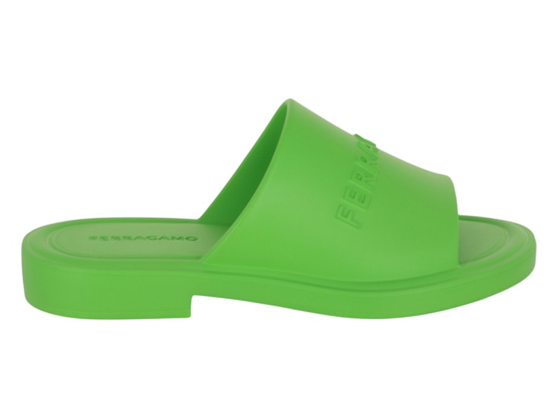 Ferragamo Giuneva Logo Embossed Slides Groen