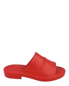 Ferragamo Giuneva Logo Embossed Slides Rood