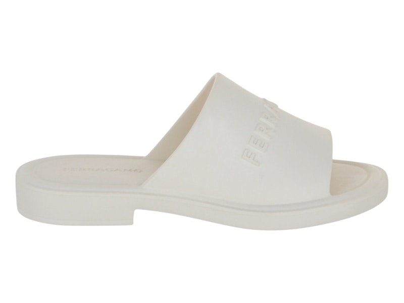 Ferragamo Giuneva Logo Embossed Slides Wit
