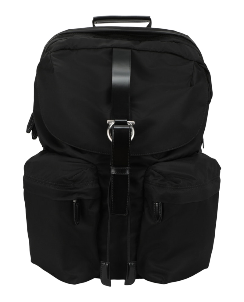 Ferragamo Nylon Gancini Technical Backpack Zwart